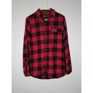 Yee Yee Red & Black Buffalo Plaid Flannel Shirt Size Small Button Up